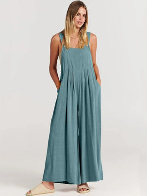 Maria's Sleeveless Wide Leg Jumpsuit with Pockets