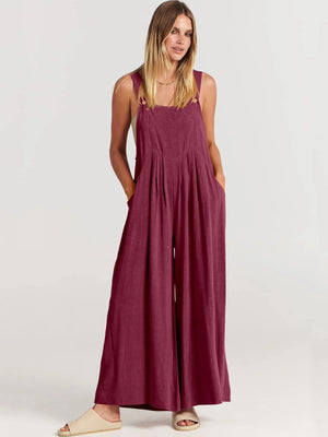 Maria's Sleeveless Wide Leg Jumpsuit with Pockets