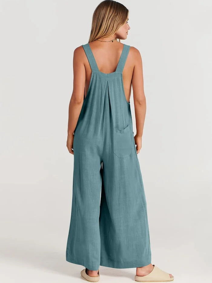 Maria's Sleeveless Wide Leg Jumpsuit with Pockets